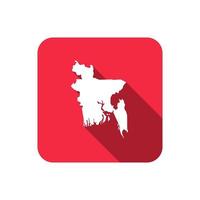 Map of Bangladesh on red square with long shadow vector