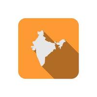 Map of India on yellow square with long shadow vector