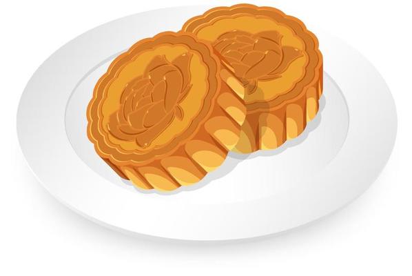 Lotus mooncakes on white plate