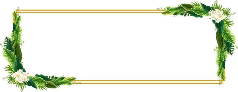 A horizontal frame of tropical foliage template