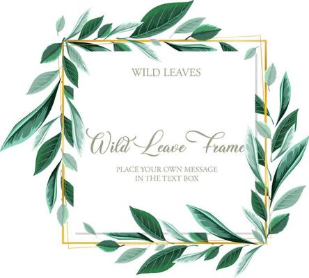 Square frame of tropical foliage card template