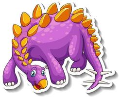 Stegosaurus dinosaur cartoon character sticker vector