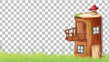 Fantasy timber house on grid background vector