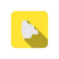 Bolivia map on yellow square with long shadow vector