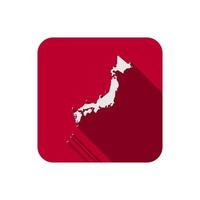 Map of Japan. Silhouette isolated on Red square with long shadow vector