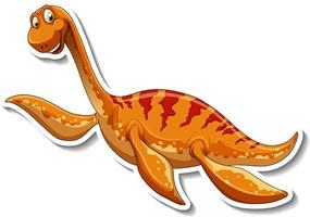 etiqueta engomada del personaje de dibujos animados del dinosaurio elasmosaurus vector