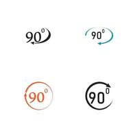 Angle 90 degrees sign icon. Geometry math symbol. Right angle. Classic flat icon. Colored circles. Vector