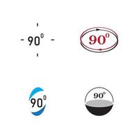 Angle 90 degrees sign icon. Geometry math symbol. Right angle. Classic flat icon. Colored circles. Vector