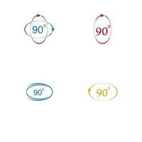 Angle 90 degrees sign icon. Geometry math symbol. Right angle. Classic flat icon. Colored circles. Vector