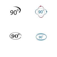 Angle 90 degrees sign icon. Geometry math symbol. Right angle. Classic flat icon. Colored circles. Vector