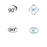 Angle 90 degrees sign icon. Geometry math symbol. Right angle. Classic flat icon. Colored circles. Vector