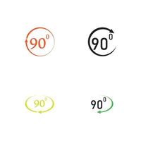 Angle 90 degrees sign icon. Geometry math symbol. Right angle. Classic flat icon. Colored circles. Vector