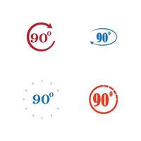 Angle 90 degrees sign icon. Geometry math symbol. Right angle. Classic flat icon. Colored circles. Vector