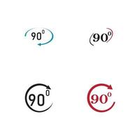 ángulo de 90 grados icono de signo. símbolo matemático de geometría. ángulo recto. icono plano clásico. círculos de colores. vector