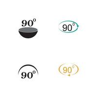 Angle 90 degrees sign icon. Geometry math symbol. Right angle. Classic flat icon. Colored circles. Vector