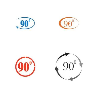 Angle 90 degrees sign icon. Geometry math symbol. Right angle. Classic flat icon. Colored circles. Vector