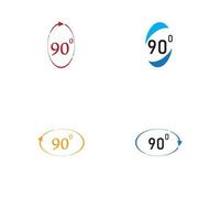 Angle 90 degrees sign icon. Geometry math symbol. Right angle. Classic flat icon. Colored circles. Vector