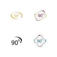 Angle 90 degrees sign icon. Geometry math symbol. Right angle. Classic flat icon. Colored circles. Vector