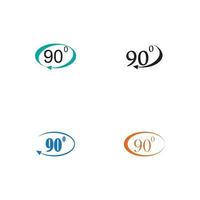 Angle 90 degrees sign icon. Geometry math symbol. Right angle. Classic flat icon. Colored circles. Vector