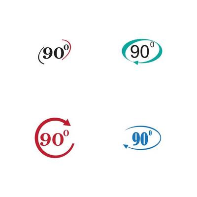 Angle 90 degrees sign icon. Geometry math symbol. Right angle. Classic flat icon. Colored circles. Vector