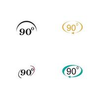 Angle 90 degrees sign icon. Geometry math symbol. Right angle. Classic flat icon. Colored circles. Vector