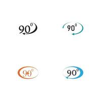 Angle 90 degrees sign icon. Geometry math symbol. Right angle. Classic flat icon. Colored circles. Vector