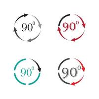 Angle 90 degrees sign icon. Geometry math symbol. Right angle. Classic flat icon. Colored circles. Vector