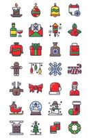 Christmas filled line style icon set vector