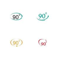 Angle 90 degrees sign icon. Geometry math symbol. Right angle. Classic flat icon. Colored circles. Vector