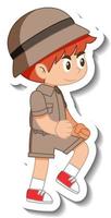 etiqueta engomada del personaje de dibujos animados del pequeño boy scout vector