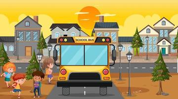 Children going to school by bus vector