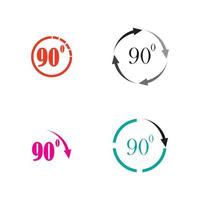 Angle 90 degrees sign icon. Geometry math symbol. Right angle. Classic flat icon. Colored circles. Vector