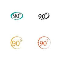 Angle 90 degrees sign icon. Geometry math symbol. Right angle. Classic flat icon. Colored circles. Vector