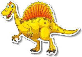 etiqueta engomada del personaje de dibujos animados del dinosaurio spinosaurus vector