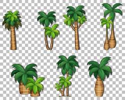 Set of variety trees on grid background vector