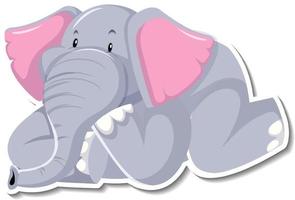 Elephant lying cartoon character on white background vector