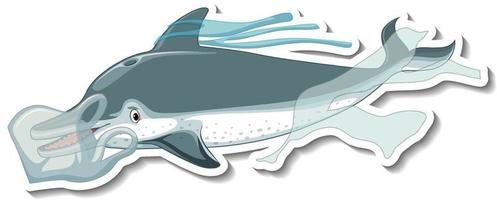 Delfín atrapado en una red de plástico sobre fondo blanco. vector