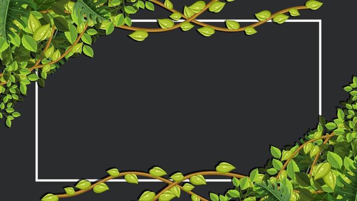 A horizontal frame of green foliage template