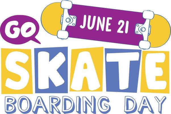 Go Skateboarding Day banner in cartoon style