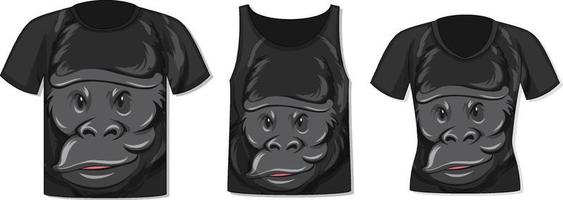 Different types of tops with gorilla pattern vector