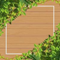 Square wood board with tropical green leaves vector