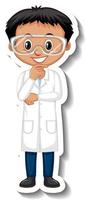 Scientist boy cartoon character sticker vector