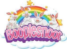 Cute rabbits on Boople Snoot font with rainbow vector