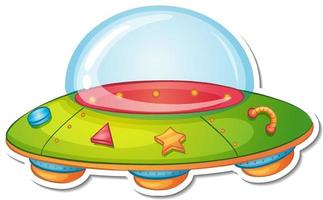 Sticker template with unidentified flying object UFO isolated vector