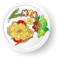 Breakfast with scambled egg on bread toast vector
