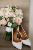 elegant wedding bouquet of fresh natural flowers photo