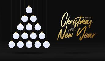 Creative medical Xmas tree made white bauble balls for Christmas and New Year celebration. Covid coronavirus Christmas and new
