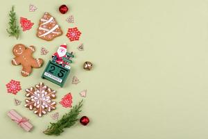 Christmas festive gingerbread made at home on a color background photo