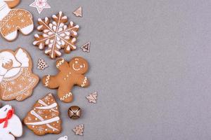 Christmas festive gingerbread made at home on a color background photo