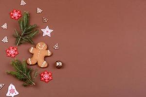 Christmas festive gingerbread made at home on a color background photo